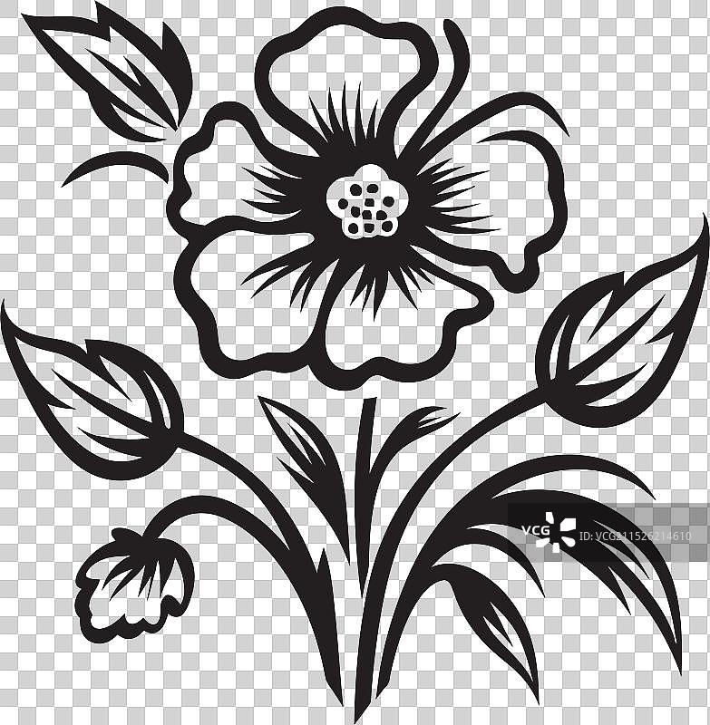 午夜黑色花卉剪影图片素材