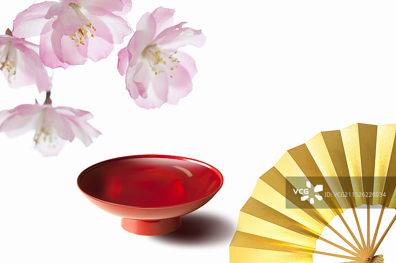 风扇和海棠花图片素材