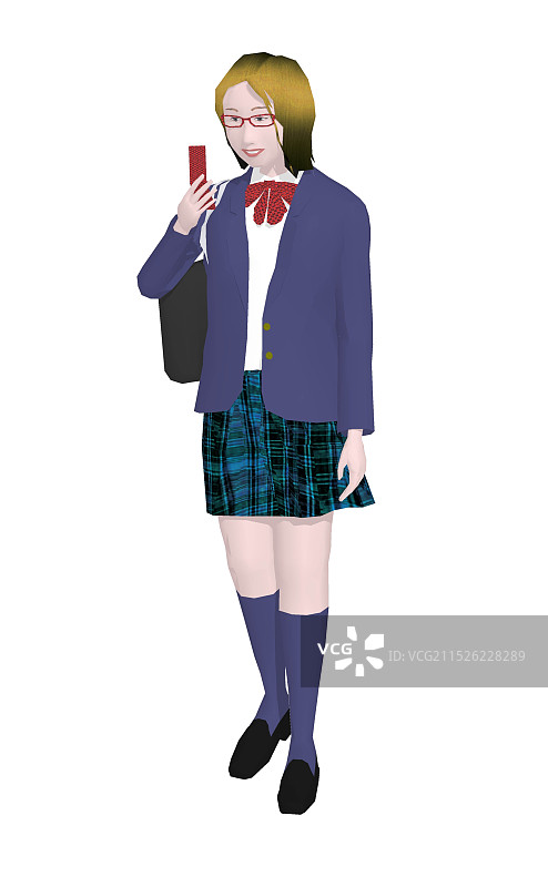 女学生在手机上发短信图片素材