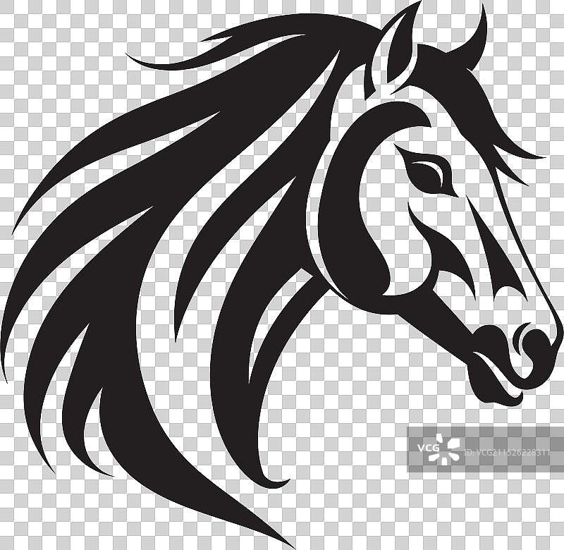 单色黑色骏马动态剪影图片素材