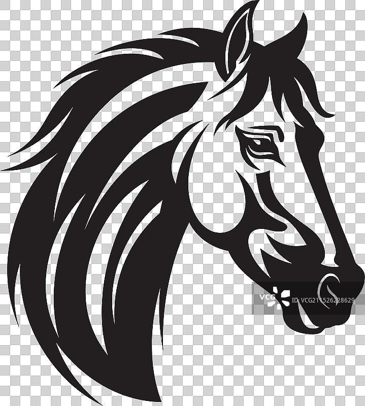 程式化的马科动物单色艺术图片素材