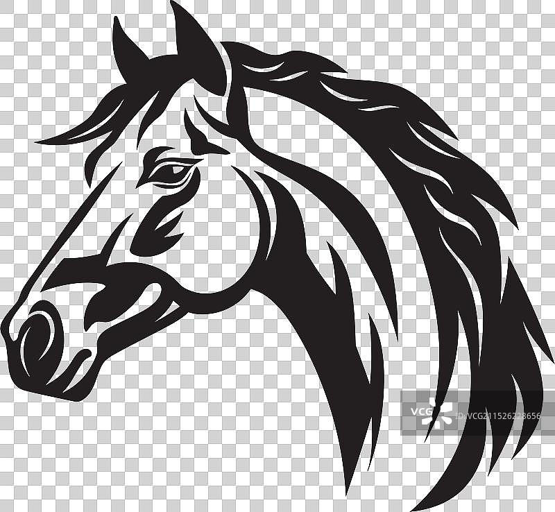 时尚的马科动物轮廓单色精华图片素材