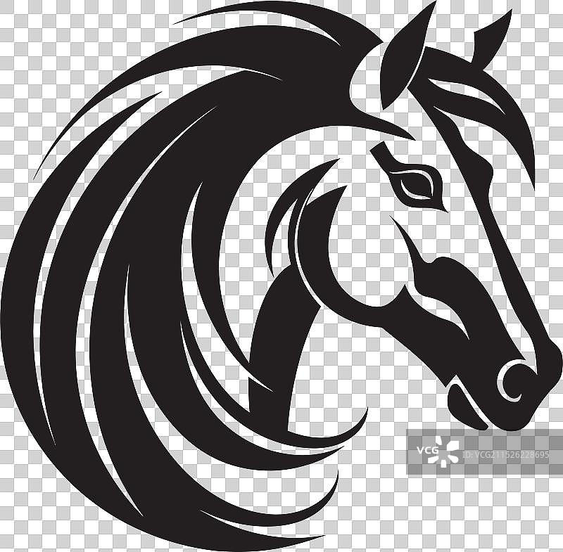 奔跑的骏马黑白鬃毛图片素材