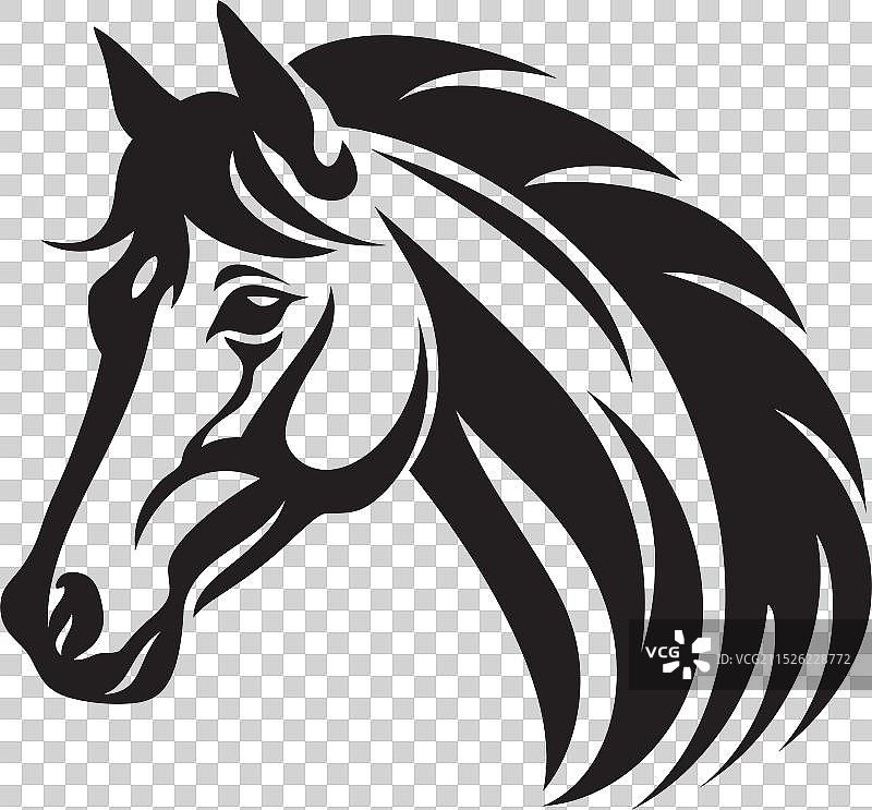 动感骏马轮廓单色艺术图片素材