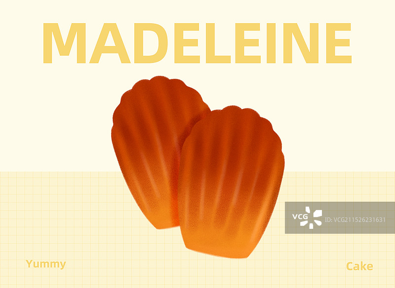 扁平肌理插画玛德琳蛋糕图片素材