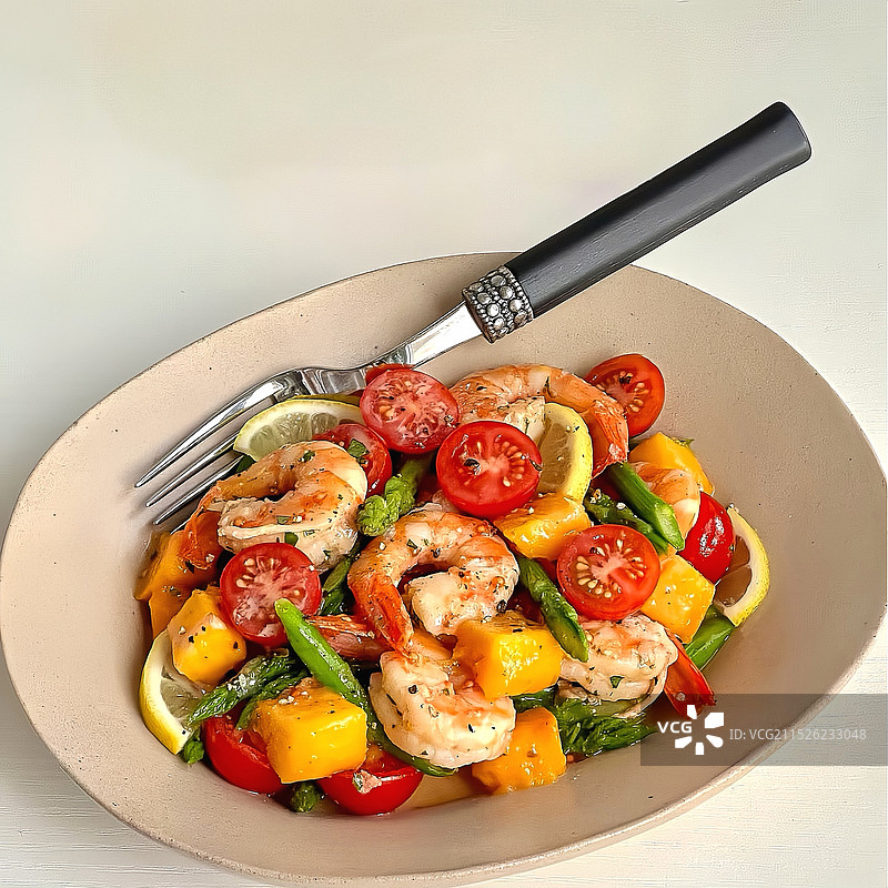 芒果虾仁沙拉图片素材