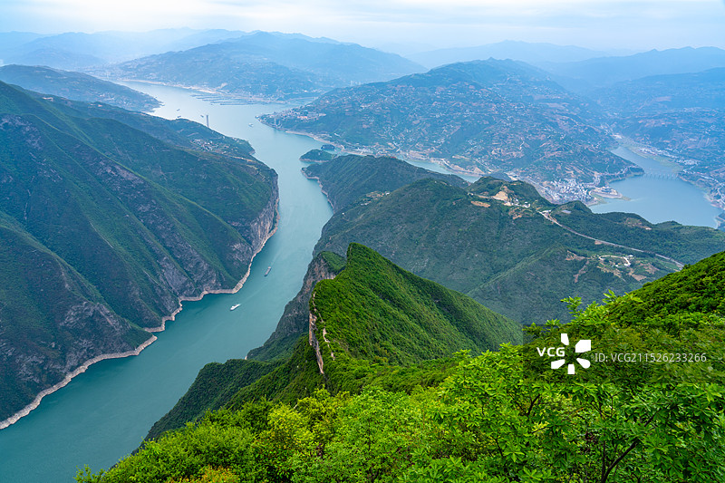 三峡之巅观长江夔门风景图片素材