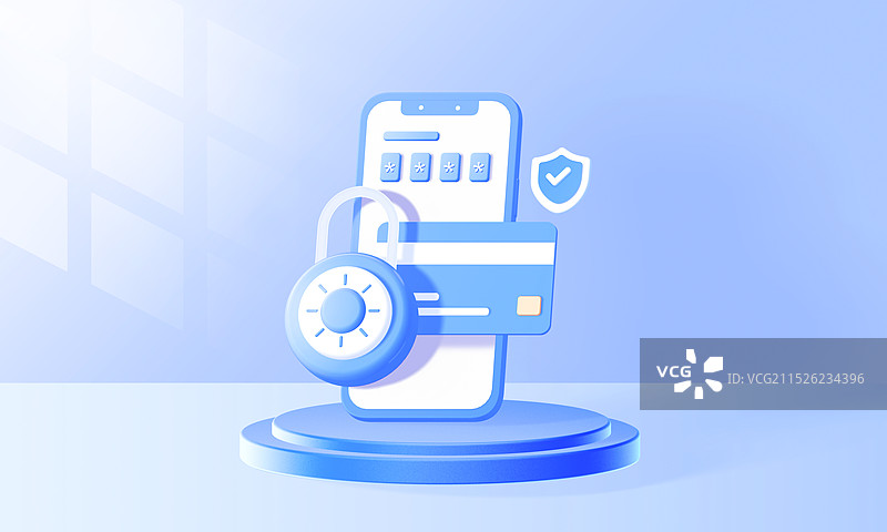 安全支付金融理财3D模型图片素材