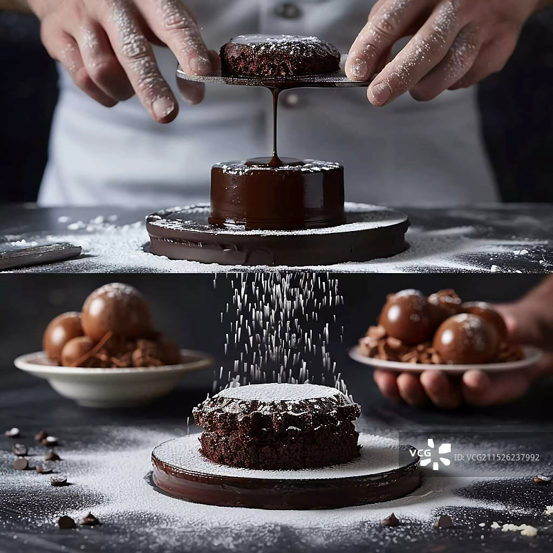 匠心巧克力蛋糕，精雕细琢的甜蜜诱惑图片素材