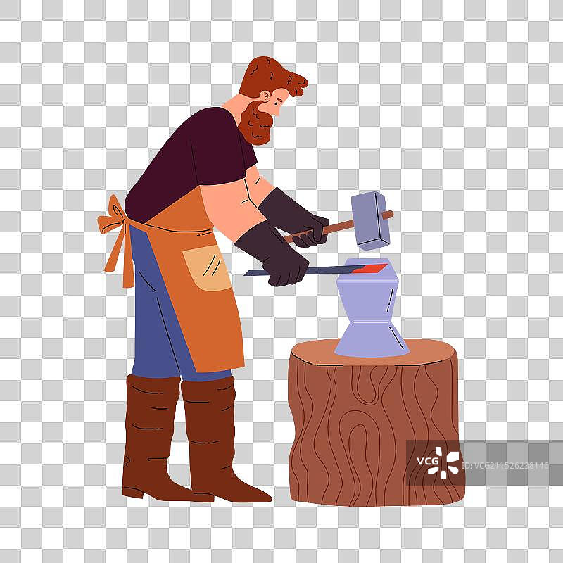 锻造高温金属的铁匠图片素材