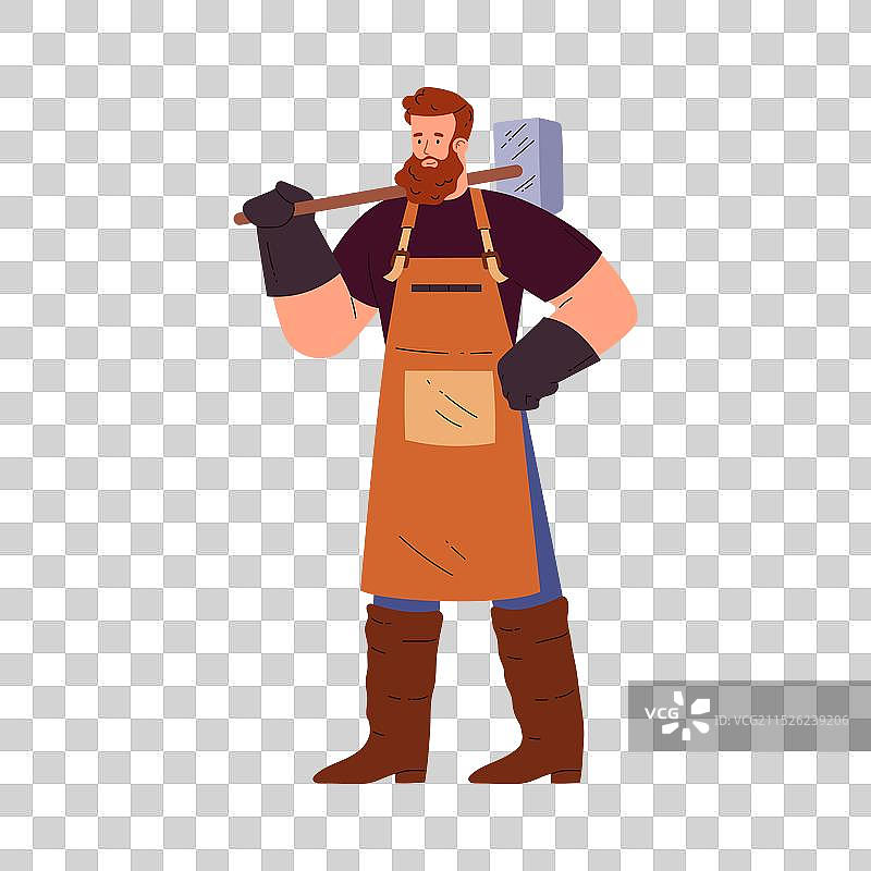 铁匠拿着巨物的照片图片素材