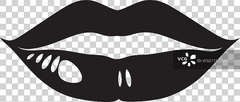 墨水注入黑色嘴唇轮廓设计图片素材