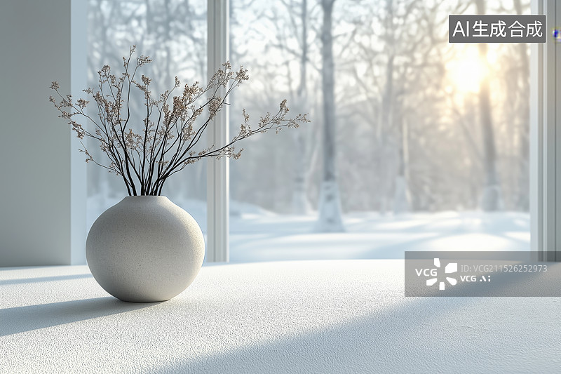 【AI数字艺术】冬天室内插花图片素材