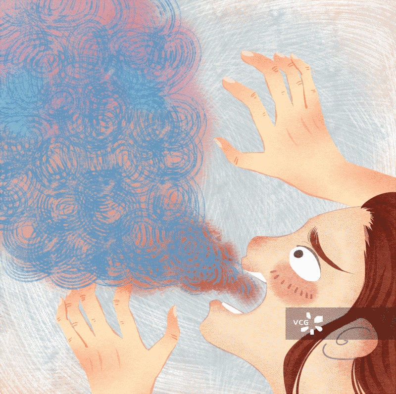 女性吐出的浑浊气息插画图片素材