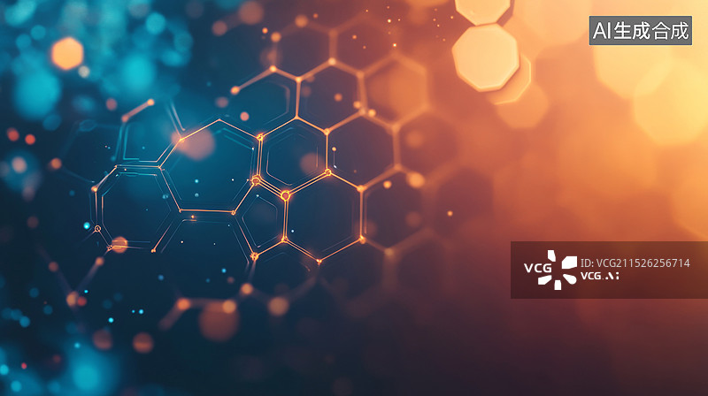 【AI数字艺术】六边形蜂窝科技背景图片素材