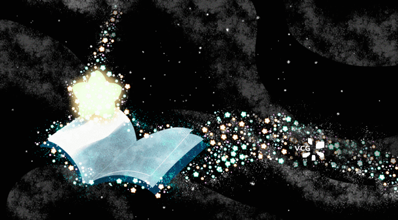 星空中的书本插画背景图片素材