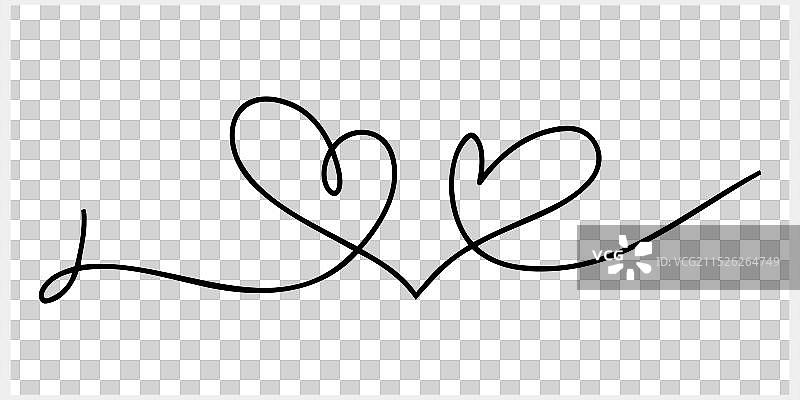 手绘爱心剪贴画轮廓图片素材