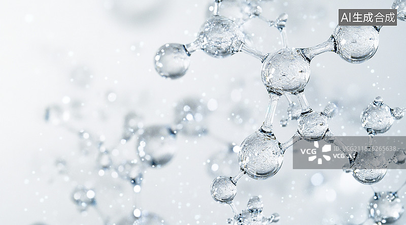 【AI数字艺术】分子结构模型科技背景图片素材
