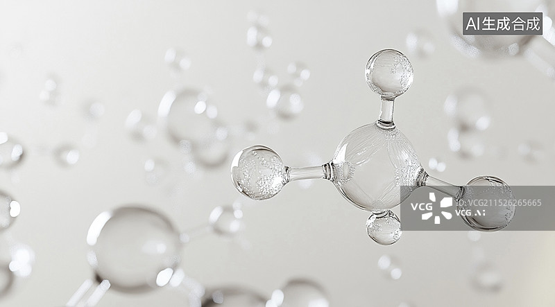 【AI数字艺术】分子结构模型科技背景图片素材