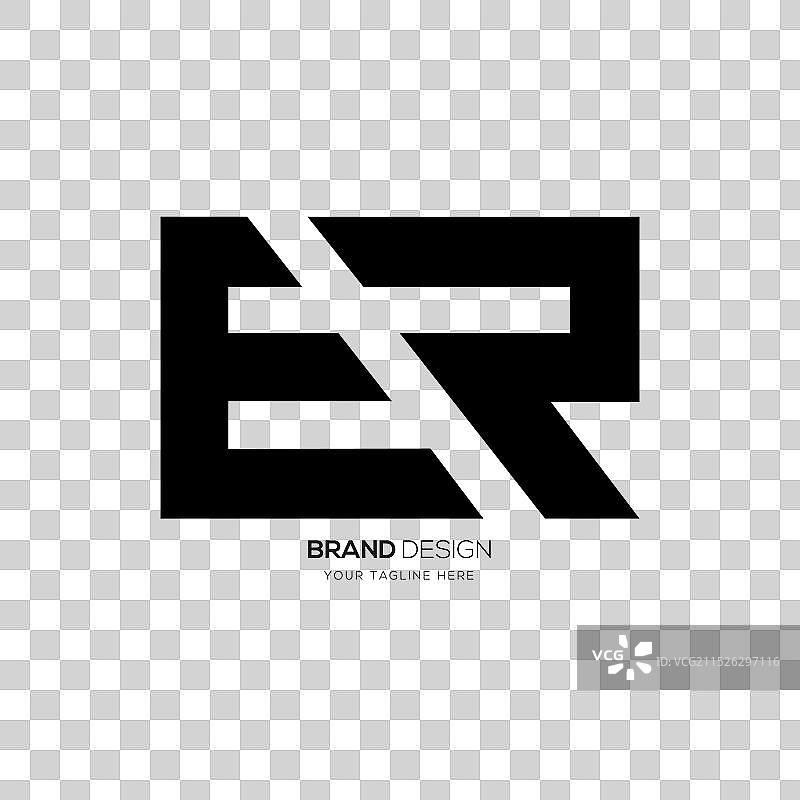 现代扁平字母ER首字母黑色标志图片素材