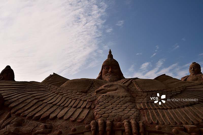 内蒙古额济纳八道桥成吉思汗沙雕图片素材