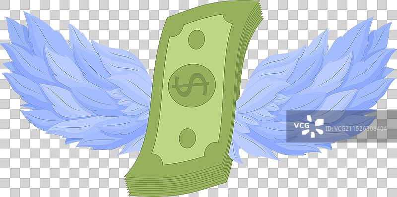带翅膀的美元现金，金融崛起图片素材