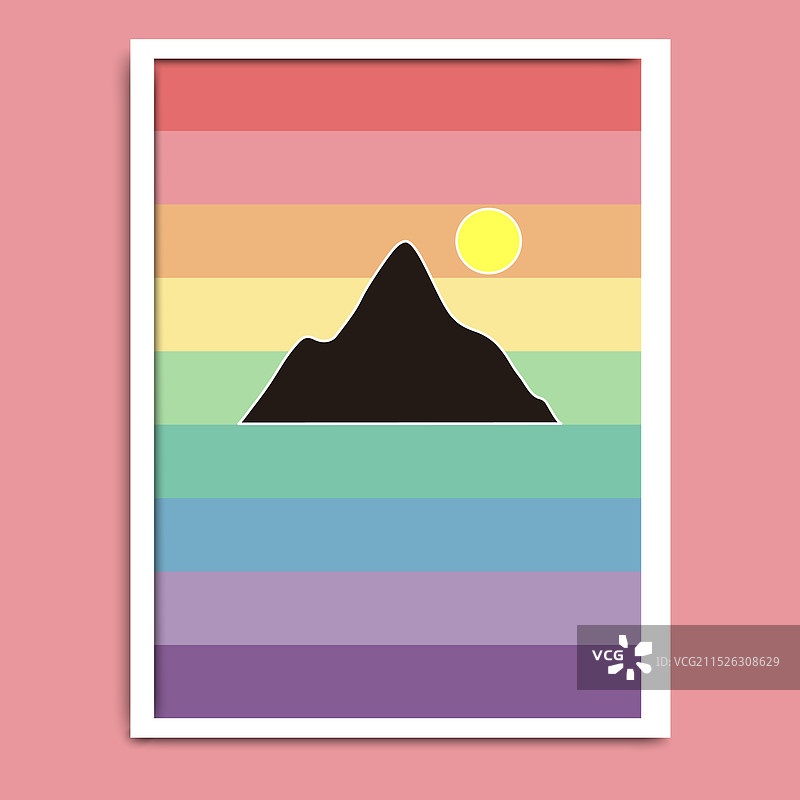 复古日落banner 80年代风格条纹图片素材