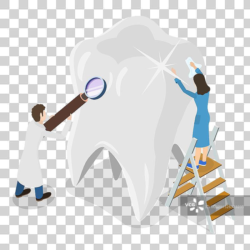 牙科保健2.5D扁平风格插画图片素材