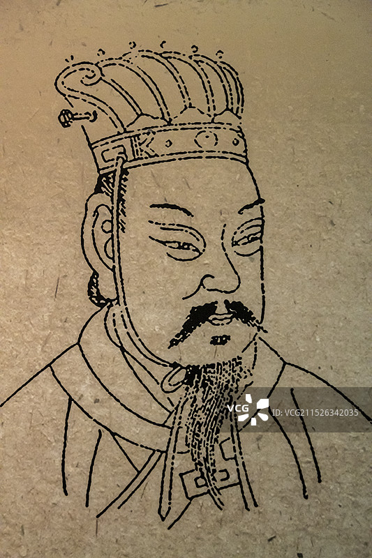 安徽省合肥市安徽名人馆：曹操画像【曹操，字孟德，东汉末年杰出的政治家、军事家、文学家、书法家】图片素材