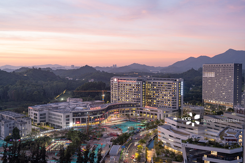 医院晚霞图片素材