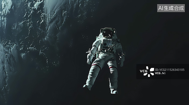 【AI数字艺术】数码科技太空中的宇航员海报背景图片素材