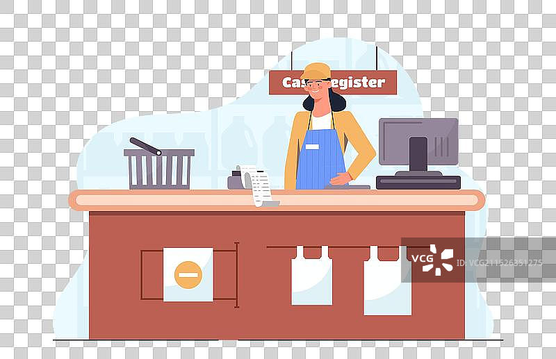 收银台前的年轻女子图片素材