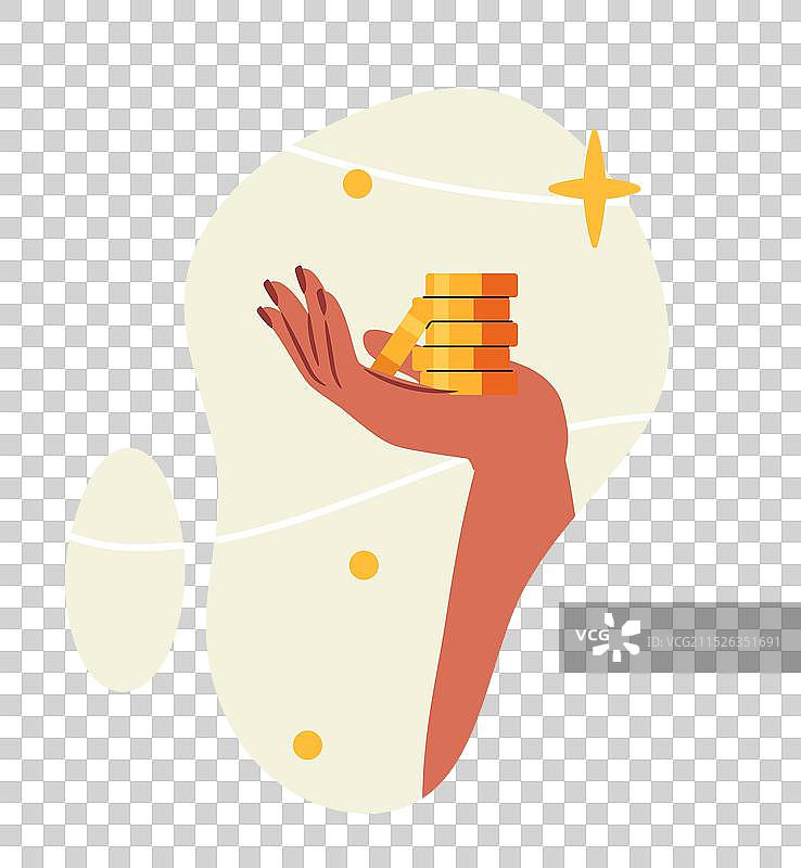 手持金币的手臂图片素材