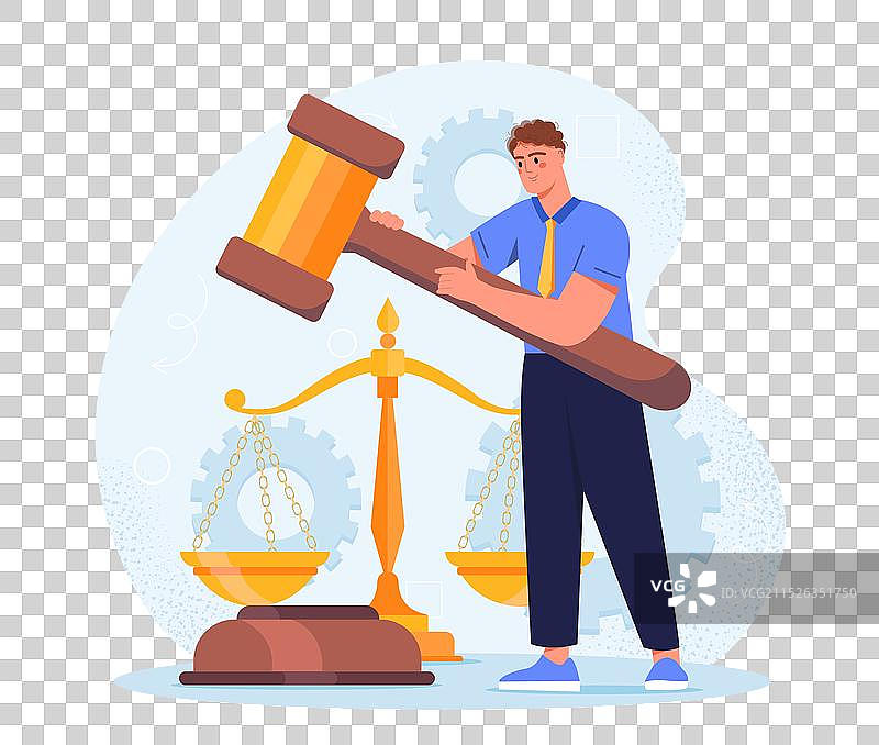 法律与公正：手持法槌的男子图片素材