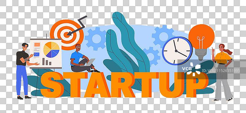 在图表附近创业的男士和女士图片素材