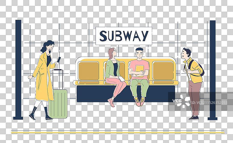 地铁站台上的男人和女人图片素材