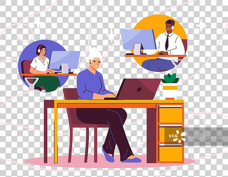 老年妇女用笔记本电脑学习图片素材