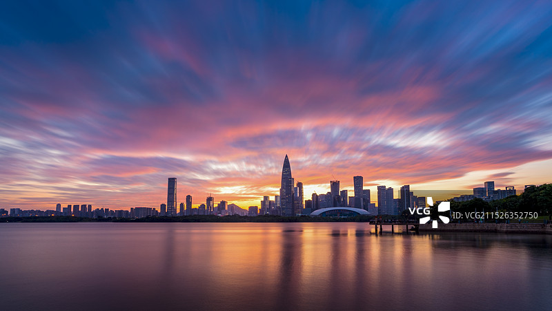 深圳湾晚霞图片素材