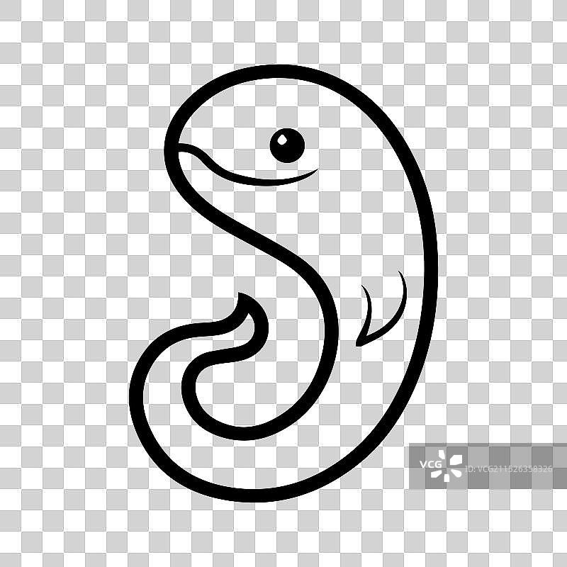 鳗鱼图标或现代线条符号线条艺术图片素材