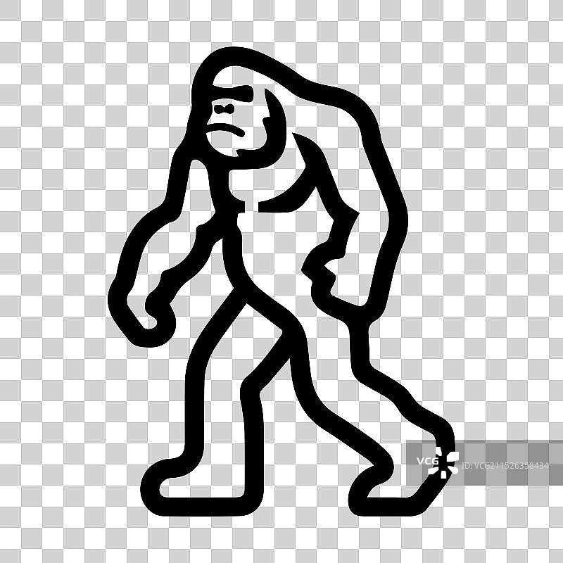 大脚怪图标或现代线条符号线条艺术图片素材