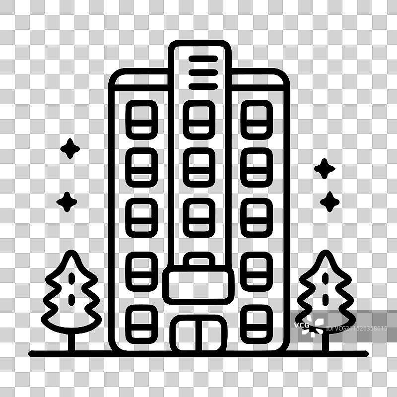 酒店图标或现代线条符号线条艺术图片素材