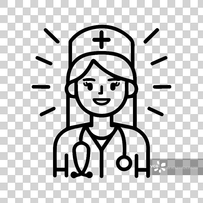 护士图标或现代线条符号线条艺术图片素材