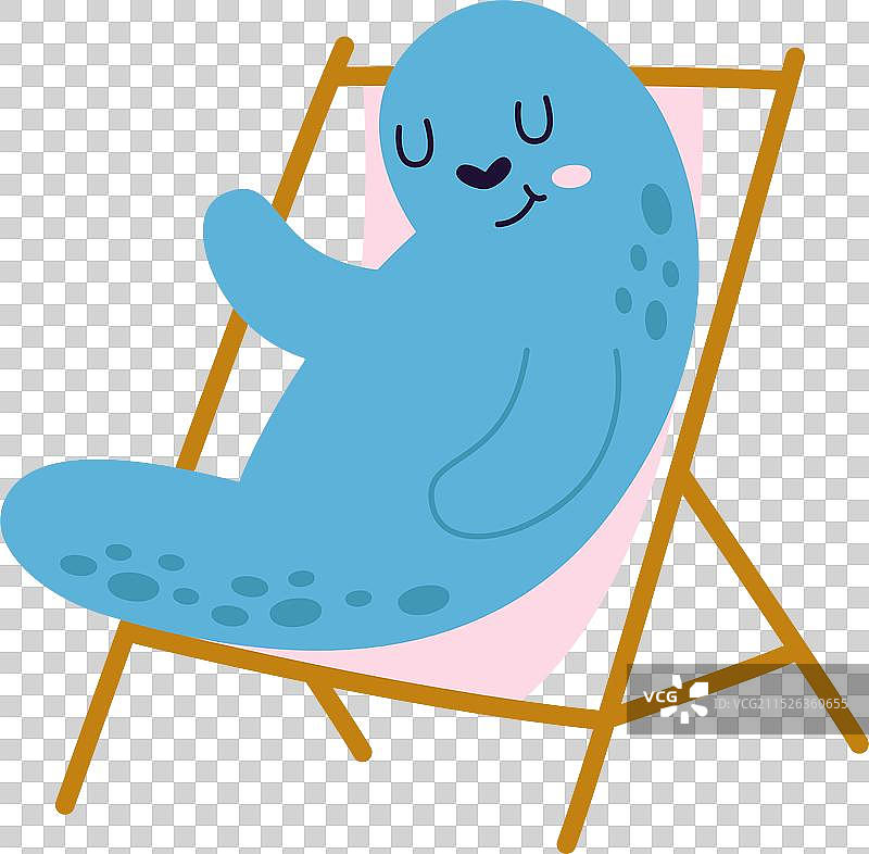 海豹在沙滩椅上休息图片素材