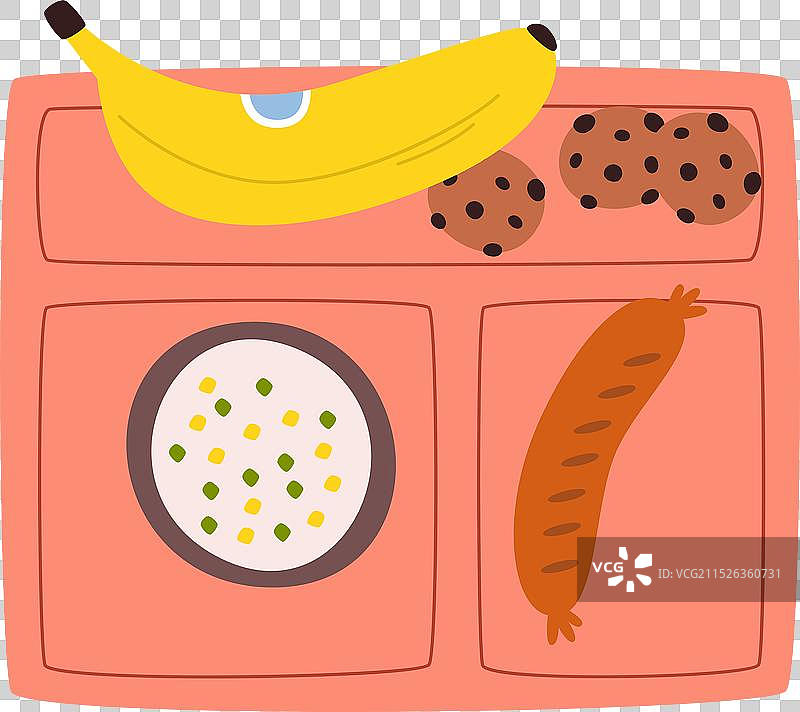 燕麦香肠和香蕉午餐托盘图片素材