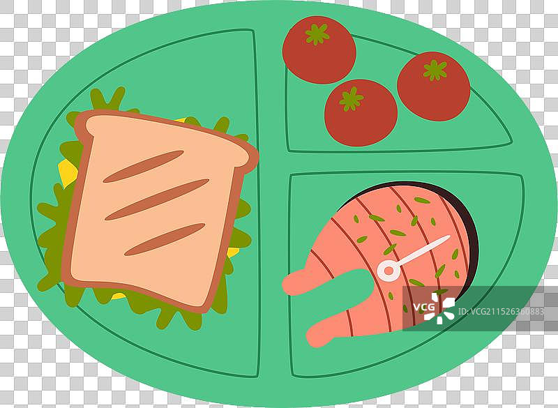 午餐托盘，含三明治和三文鱼图片素材