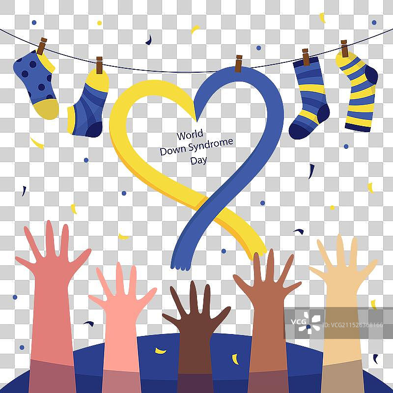 世界唐氏综合征日与悬挂的袜子图片素材