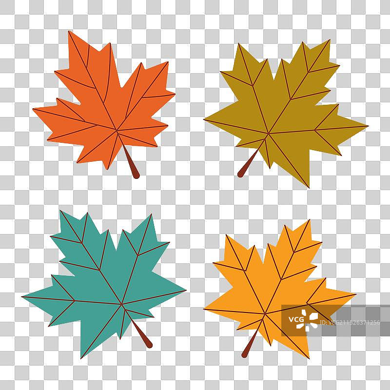 扁平风格的秋季枫叶图片素材