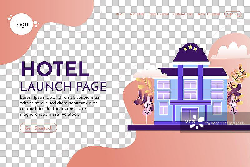 扁平酒店着陆页模板图片素材