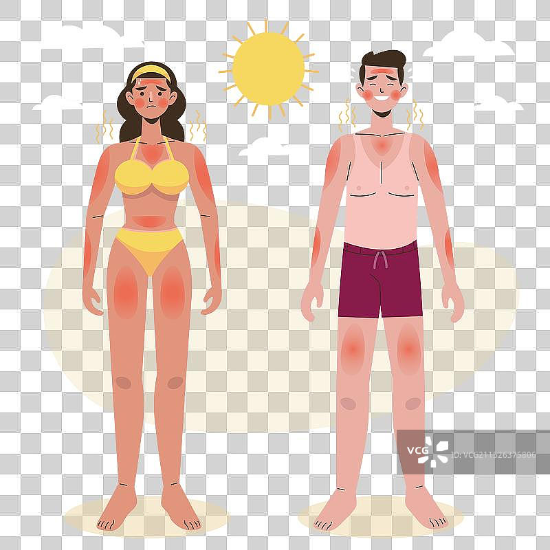 手绘人物晒伤合集图片素材