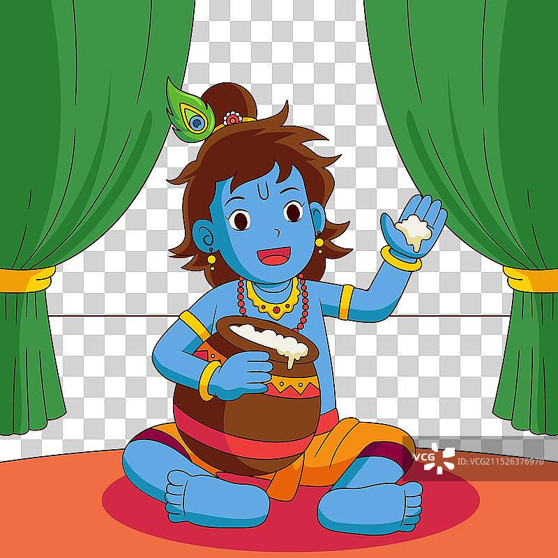 奎师那宝宝吃黄油图片素材